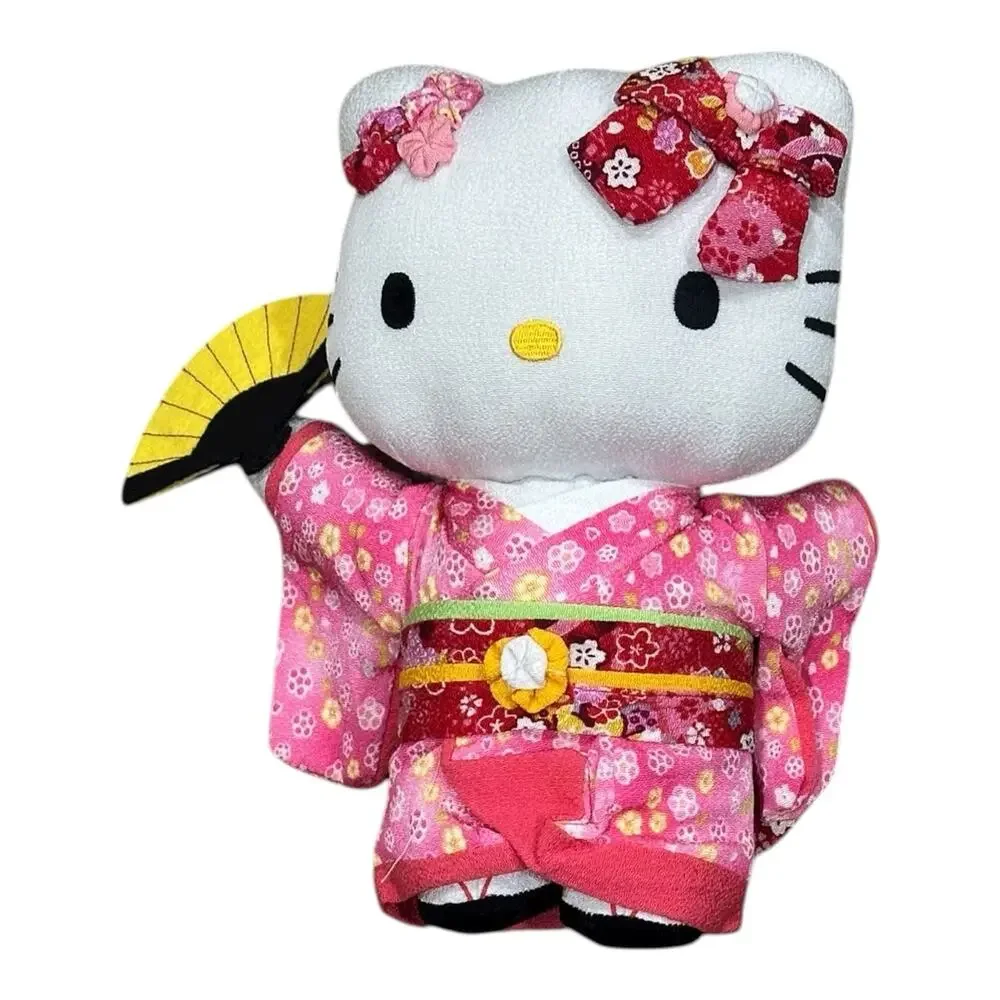 Hello Kitty Stuffed Toy Pink Kimono L Size 10.5